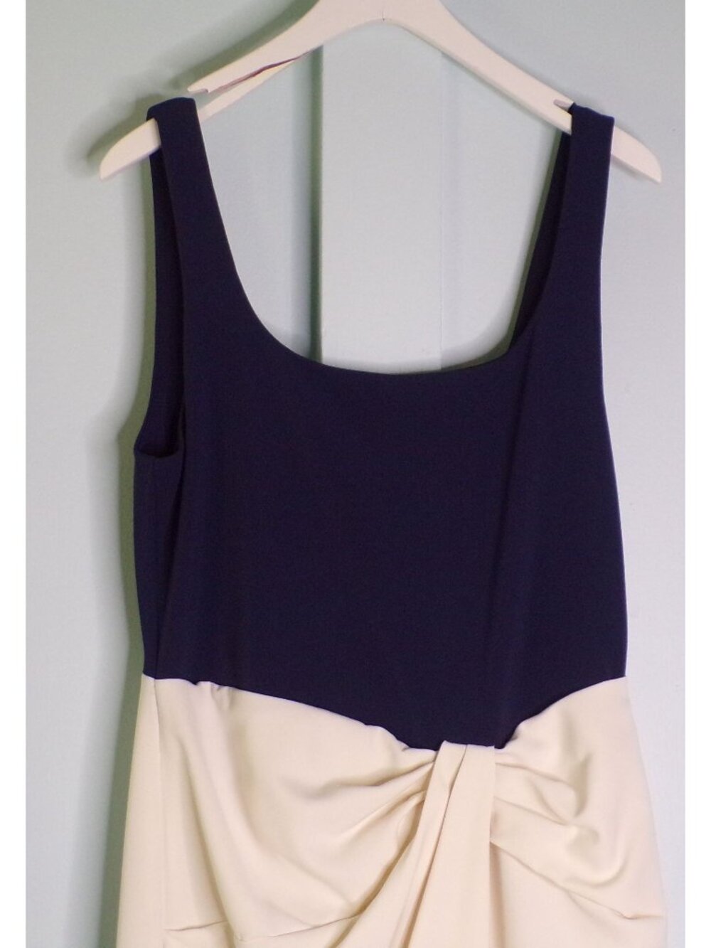 🆕RALPH LAUREN Two-Tone Ottoman Crepe Sleeveless Gown Navy Blue/Ivory 16 - Picture 13 of 16